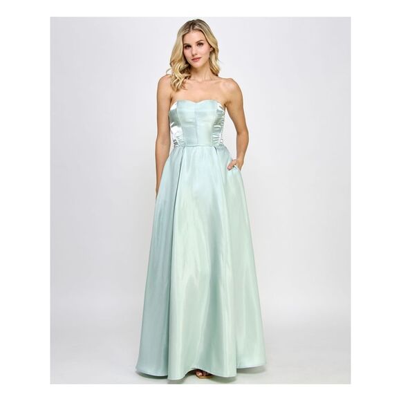 SPEECHLESS Womens Green Lined Iridescent Boning Bodice Formal Dress Juniors  5